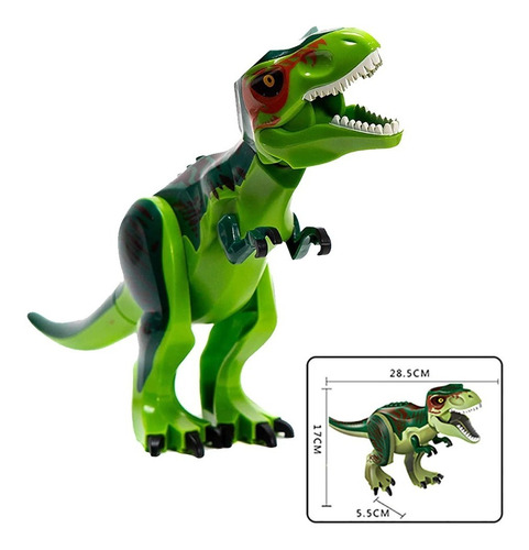 Blocos De Montar T-rex Verde Grande 28.5cm Desenho Animado